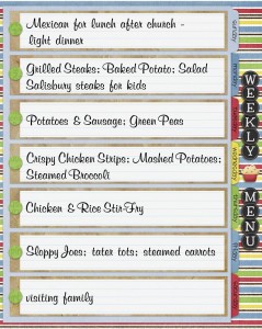 menu planning, weekly menu, whats for dinner, daily menu, meal plan, planning meals, digital cookbook