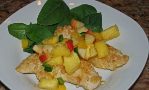 macadamia crusted chicken with pineapple apple salsa, chicken recipes, tropical dinner, healthy recipes, online recipe organizer