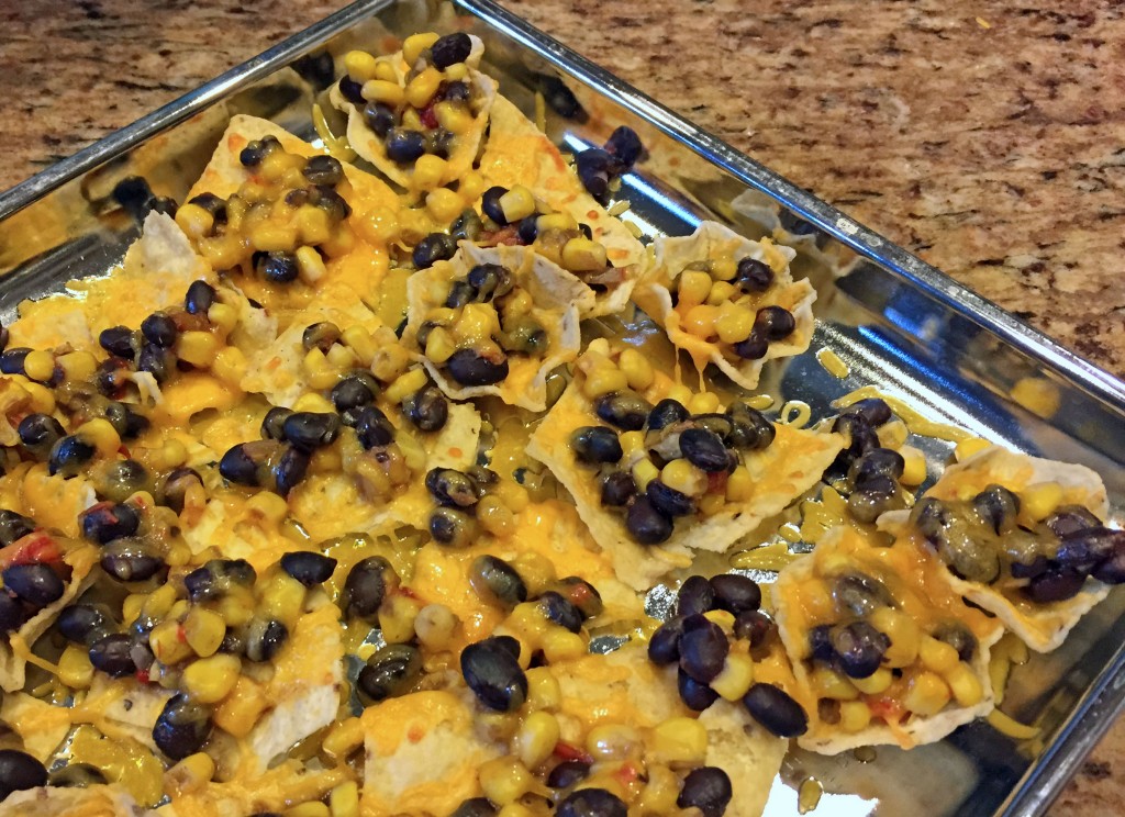 black bean and corn nachos, vegetarian recipe, appetizers, snacks