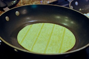 corn tortilla in skillet, mexican recipes, cinco de mayo, quesadilla, online cookbook