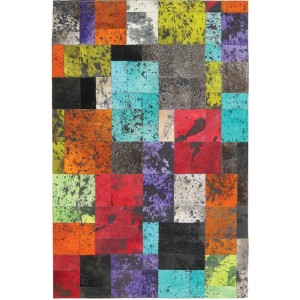 colorful patchwork cowhide rug, posh rugs, home decor