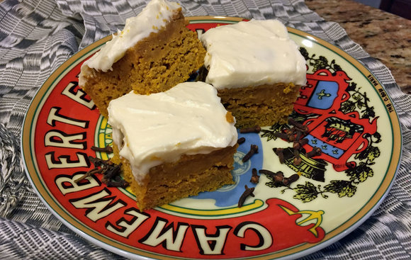 pumpkin cake with cream cheese frosting, dessert recipe