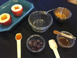 cored apples, blueberries, granola, easy dessert recipe