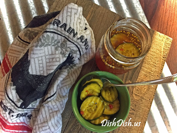 Refrigerator Bread and Butter Pickles in a Dish