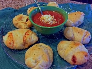 Pepperoni Pizza Rolls with Pizza Dipping Sauce