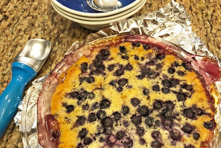Peach and Blueberry Cobbler Recipe ready to serve